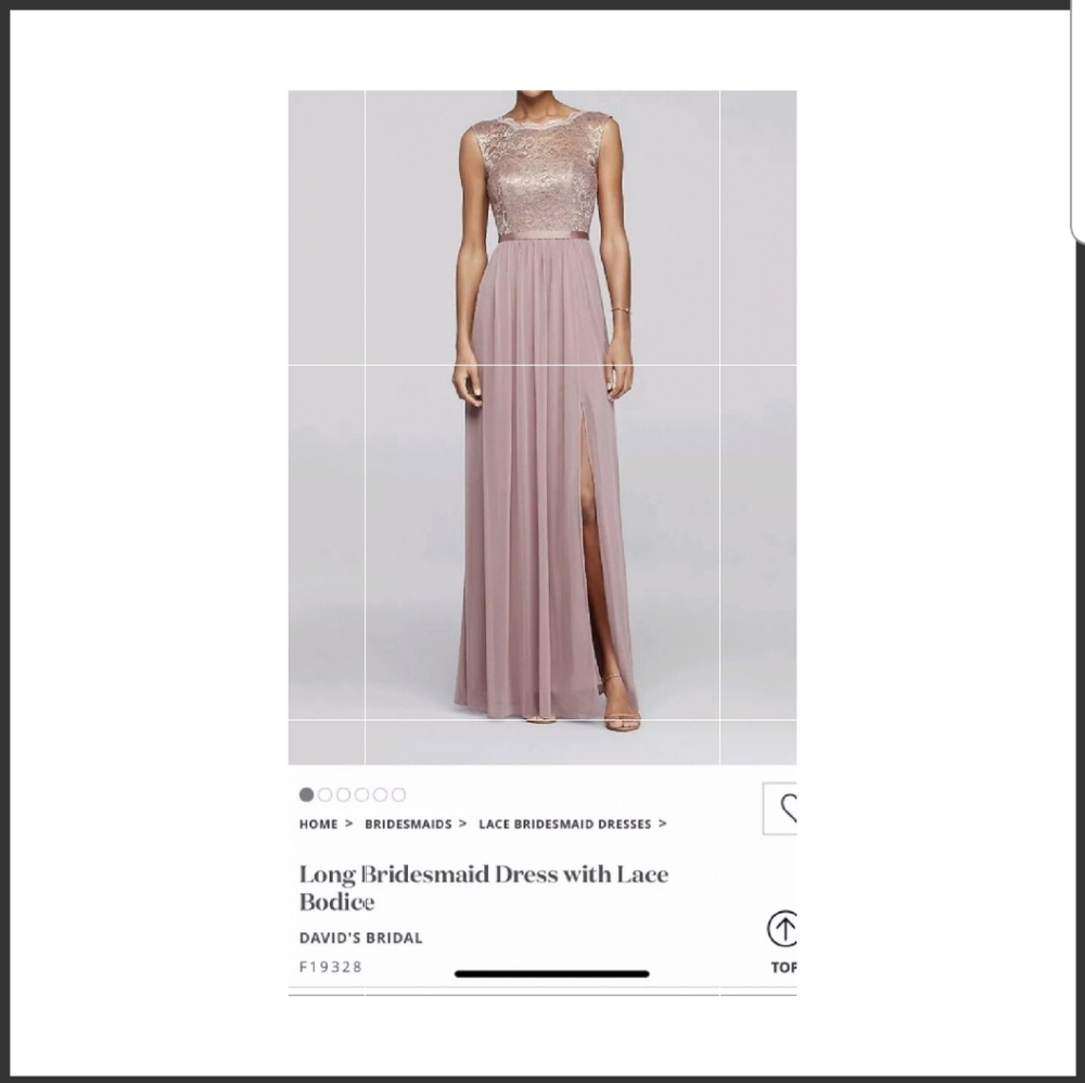 David's Bridal Rose Gold Metallic Bridesmaid Dress